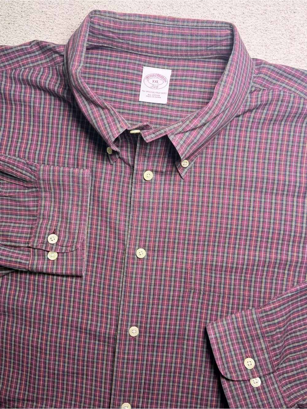 Brooks Brothers 346 The Orginal Polo Shirt Men’s XXL Red Plaid Button Down